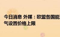 今日消息 外媒：欧盟各国能源部长不会支持仅对俄罗斯天然气设置价格上限