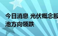 今日消息 光伏概念股震荡下挫，TOPCON电池方向领跌