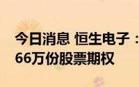 今日消息 恒生电子：向激励对象首次授予1666万份股票期权