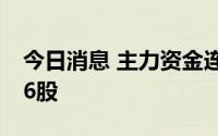 今日消息 主力资金连续5日以上持续净流入86股
