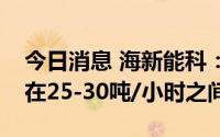 今日消息 海新能科：目前山东三聚装置产量在25-30吨/小时之间