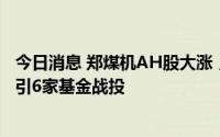 今日消息 郑煤机AH股大涨，A股涨停，子公司拟增资8.7亿引6家基金战投