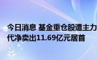 今日消息 基金重仓股遭主力资金净卖出超100亿元，宁德时代净卖出11.69亿元居首