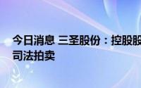 今日消息 三圣股份：控股股东所持1660万股公司股票将被司法拍卖