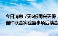 今日消息 7天6板同兴环保：与中科大共建储能电池材料及器件联合实验室事项后续合作细节有待进一步商讨