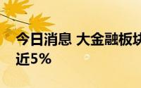 今日消息 大金融板块异动拉升，兰州银行涨近5%