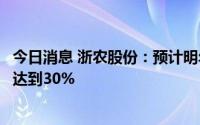 今日消息 浙农股份：预计明年宝马新能源汽车销售占比将会达到30%