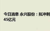 今日消息 永兴股份：拟冲刺上交所主板IPO上市，预计募资45亿元