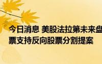 今日消息 美股法拉第未来盘前跌超5%，公司董事会建议投票支持反向股票分割提案