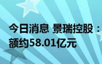 今日消息 景瑞控股：前9月累计合约签约销售额约58.01亿元