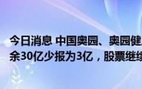 今日消息 中国奥园、奥园健康：调查结果出炉，银行贷款结余30亿少报为3亿，股票继续停牌