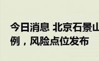 今日消息 北京石景山新增新冠病毒感染者44例，风险点位发布