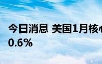 今日消息 美国1月核心PCE物价指数环比上涨0.6%