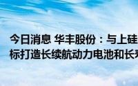 今日消息 华丰股份：与上硅所合作研发锂金属固态电池，目标打造长续航动力电池和长寿命储能电池两大系列产品