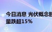 今日消息 光伏概念股持续走低，明冠新材放量跌超15%