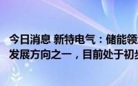 今日消息 新特电气：储能领域应用是公司在新能源领域主要发展方向之一，目前处于初步探索阶段
