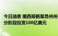 今日消息 墨西哥新莱昂州州长：特斯拉将在墨西哥超级工厂分阶段投资100亿美元