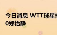 今日消息 WTT球星挑战赛果阿站：王艺迪4-0郑怡静