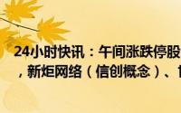24小时快讯：午间涨跌停股分析：28只涨停股，0只跌停股，新炬网络（信创概念）、世嘉科技（储能概念）3连板
