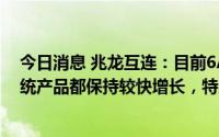 今日消息 兆龙互连：目前6A及以上数据电缆、万兆布线系统产品都保持较快增长，特别是海外市场
