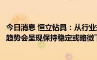 今日消息 恒立钻具：从行业规律来看，原有产品毛利率总体趋势会呈现保持稳定或略微下降趋势