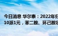 今日消息 华尔泰：2022年归母净利润同比下滑47.12%，拟10派1元，苯二胺、环己胺项目计划上半年建成投产