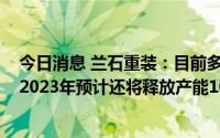 今日消息 兰石重装：目前多晶硅产量已达到年产120万吨，2023年预计还将释放产能100万吨