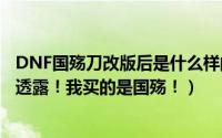 DNF国殇刀改版后是什么样的（还有照胆这次改吗求知情者透露！我买的是国殇！）
