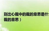 别出心裁中的裁的意思是什么（别出心裁的意思别出心裁中裁的意思）