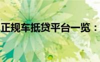 正规车抵贷平台一览：安全借贷，从这里开始